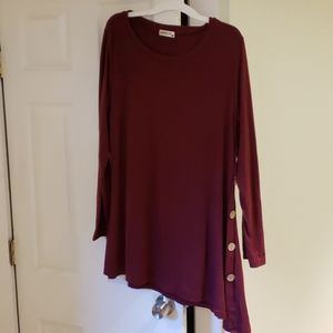 Burgundy assymetrical tunic top size 2X